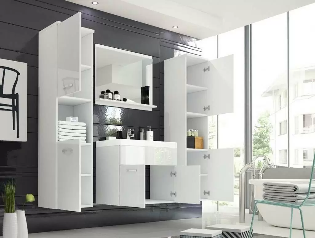Комплект мебели Bratex Montreal XL, белый/серый глянцевый
