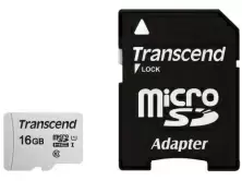 Карта памяти Transcend microSDHC 300S + SD adapter, 16GB