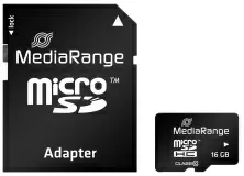 Карта памяти MediaRange MR958 microSDHC Class 10 + SD adapter 16GB
