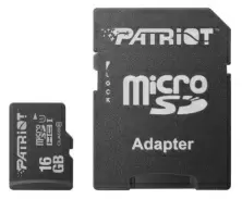 Карта памяти Patriot LX Series microSD Class10 U1 UHS-I + SD adapter, 16GB