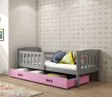 Детская кровать BMS Group Kubus ящик/матрас 80x160см, графит/розовый