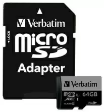 Карта памяти Verbatim microSDXC Class10 U3 UHS-I V30 + SD Adapter, 64GB