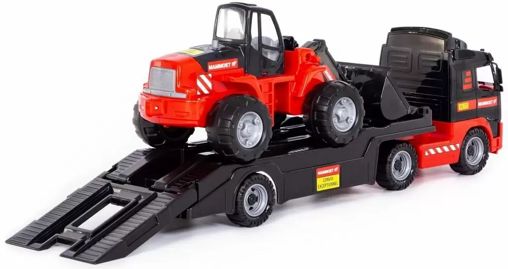 Автомобиль-трейлер + трактор-погрузчик Polesie Mammoet Volvo, черный/красный